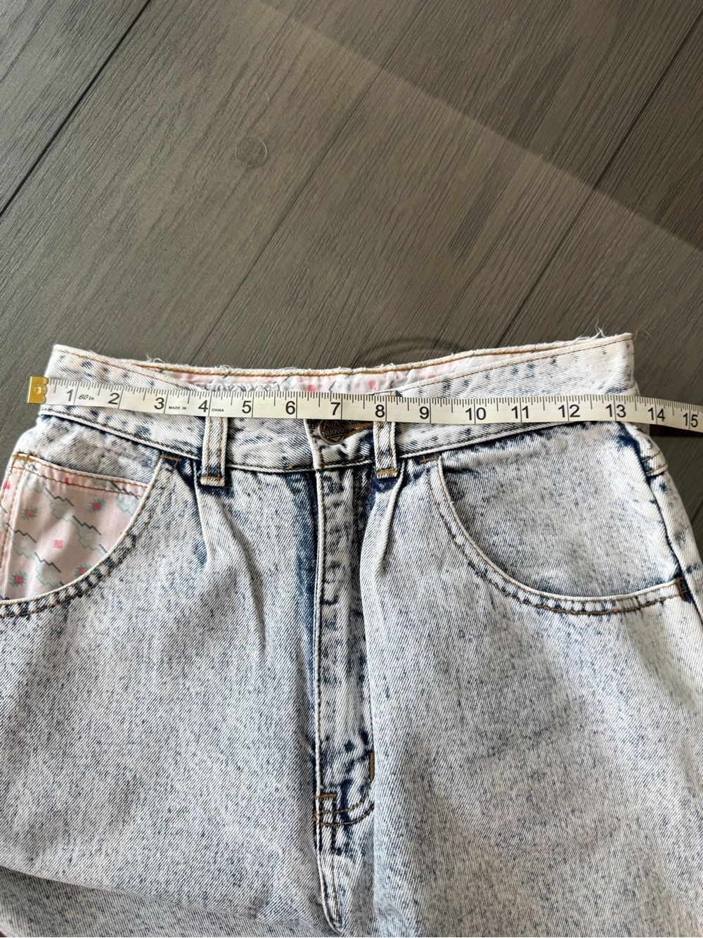 Vintage Nuovo Industrie Acid Wash Mom Jeans Pink Trim Cuffed Denim 25396 - Picture 12 of 15